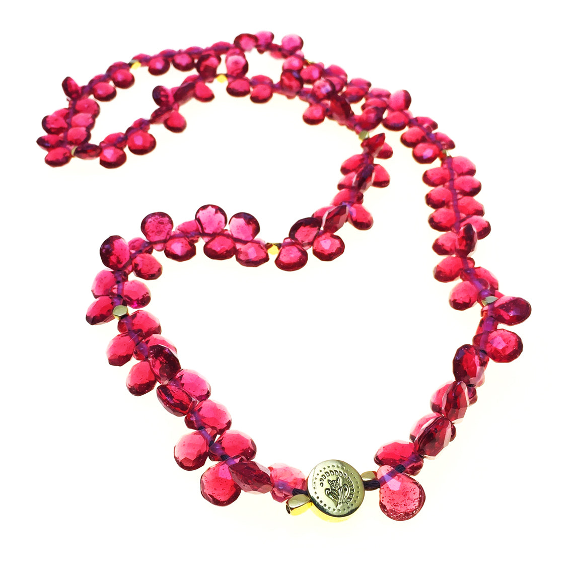 Halskette mit Glas-perlen / Sterling Silber / vergoldet